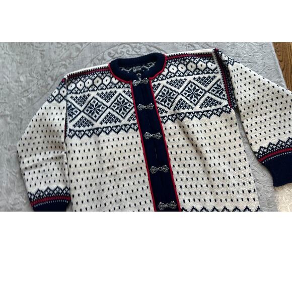 Dale of Norway Men's Wool Sweater L Nordic Cardigan Fair Isle Vintage - Picture 4 of 8